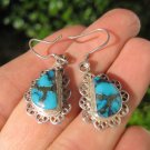 925 Silver Tibetan Turquoise earrings earring jewelry mineral stone  art A87