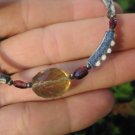 925 Silver Old Roman Glass  Lemon Quartz  Bead necklace Afghanistan A115