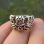 925 Sterling Silver Skull Flames Ring Thailand Jewelry Art A3