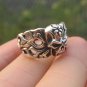 925 Sterling Silver Skull Flames Ring Thailand Jewelry Art A3