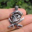 925 Silver Pirate Skull with Cutlass pendant necklace Thailand jewelry art A2 925 Silver Pirate Skull with Cutlass pendant necklace Thailand jewelry art A2
