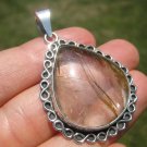 925 Silver Natural Rutile Quartz Stone Pendant Necklace Taxco Mexico A17 925 Silver Natural Rutile Quartz Stone Pendant Necklace Taxco Mexico A17
