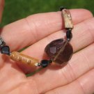 925 Silver Old Roman Glass Onyx Bead lemon quartz necklace Afghanistan A170