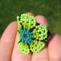 Huichol Bead Indian Flower Ring Jewelry Art Hand Made Mexico  Size 8 to 10 US