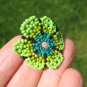 Huichol Bead Indian Flower Ring Jewelry Art Hand Made Mexico  Size 8 to 10 US