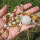 Natural Honey Jade bead necklace Jewelry mineral stone art E5002 Natural Honey Jade bead necklace Jewelry mineral stone art E5002