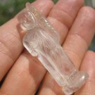 Quartz Crystal  Thailand Buddhist Monk small statue amulet art  A7