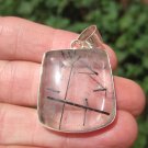 925 Silver Natural Black Rutile Quartz Stone Pendant Necklace Jewelry Art E57126 925 Silver Natural Black Rutile Quartz Stone Pendant Necklace Jewelry Art E57126