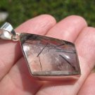 925 Silver Natural Black Rutile Quartz Stone Pendant Necklace Jewelry Art E5647 925 Silver Natural Black Rutile Quartz Stone Pendant Necklace Jewelry Art E5647