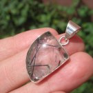 925 Silver Natural Black Rutile Quartz Stone Pendant Necklace Jewelry Art E57999 925 Silver Natural Black Rutile Quartz Stone Pendant Necklace Jewelry Art E57999