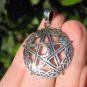 925 Sterling Silver Celtic Star Moon Wicca Pentagram Pendant Necklace Wicca A45