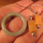 Natural Grade A  Jadeite Jade ring with Honey Jade Earrings  Size 6.75 US  A909