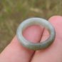 Natural green white Jade ring Thailand jewelry stone mineral art size 6.5 A7
