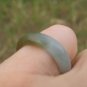Natural green white Jade ring Thailand jewelry stone mineral art size 6.5 A7