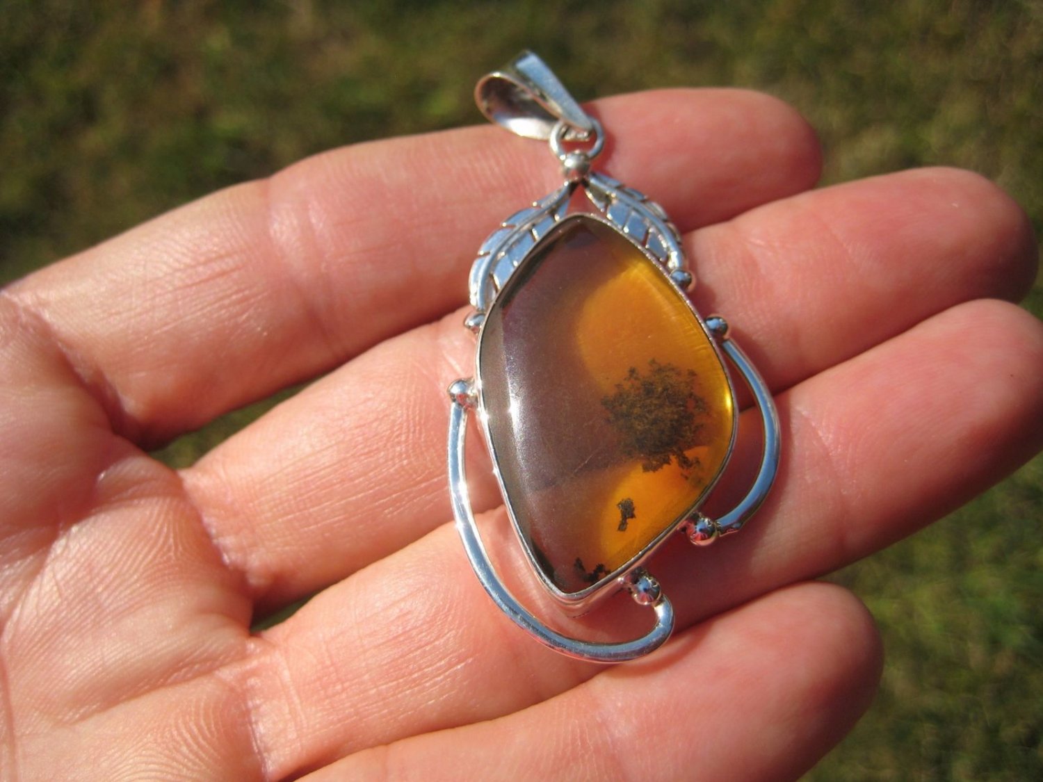 925 Silver Natural Chiapas Amber Pendant Necklace Taxco Mexico Jewelry ...