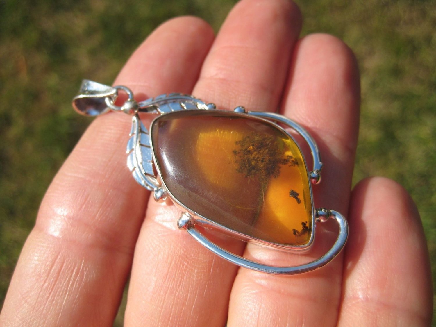 925 Silver Natural Chiapas Amber Pendant Necklace Taxco Mexico Jewelry ...