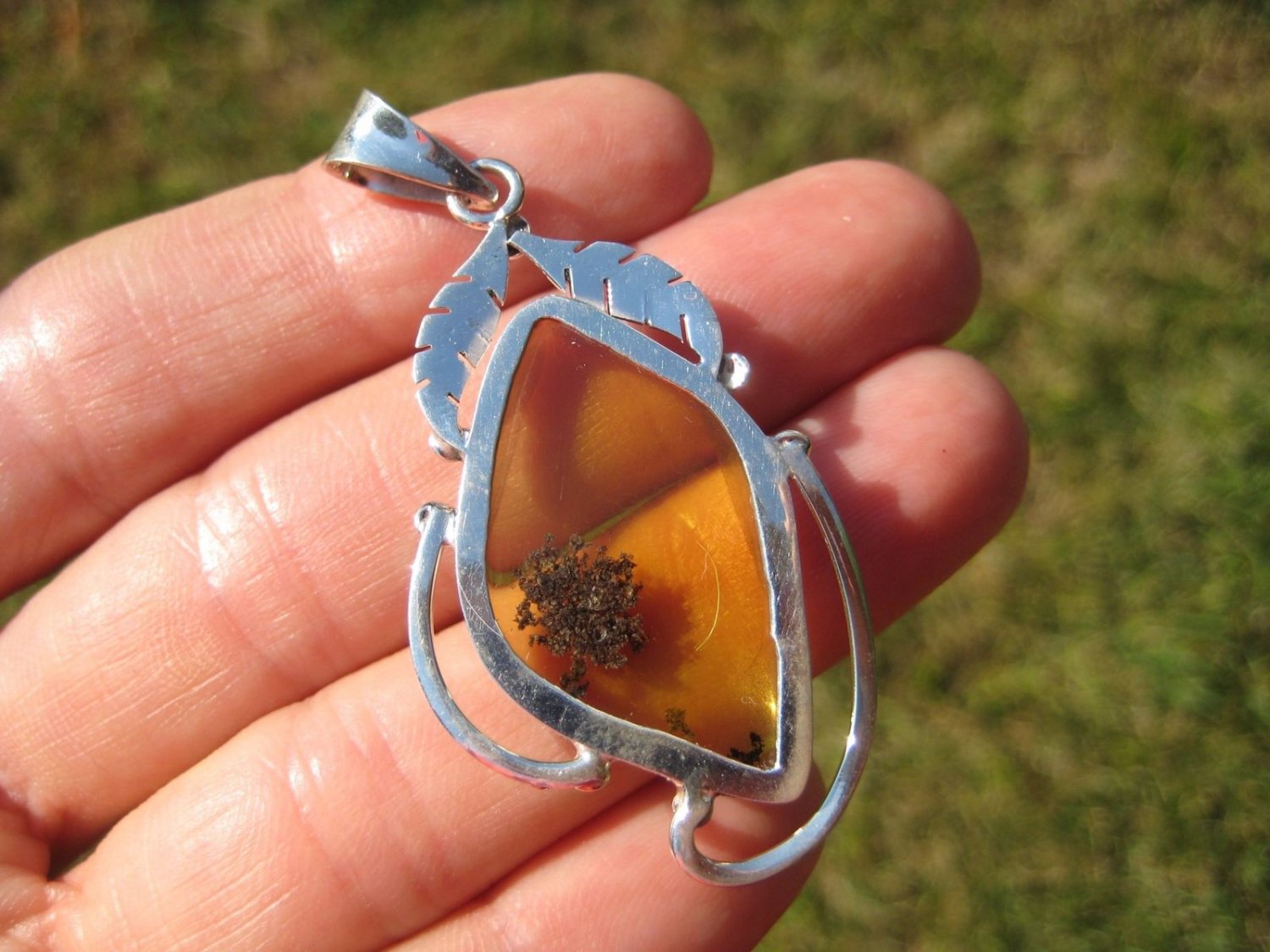 925 Silver Natural Chiapas Amber Pendant Necklace Taxco Mexico Jewelry ...