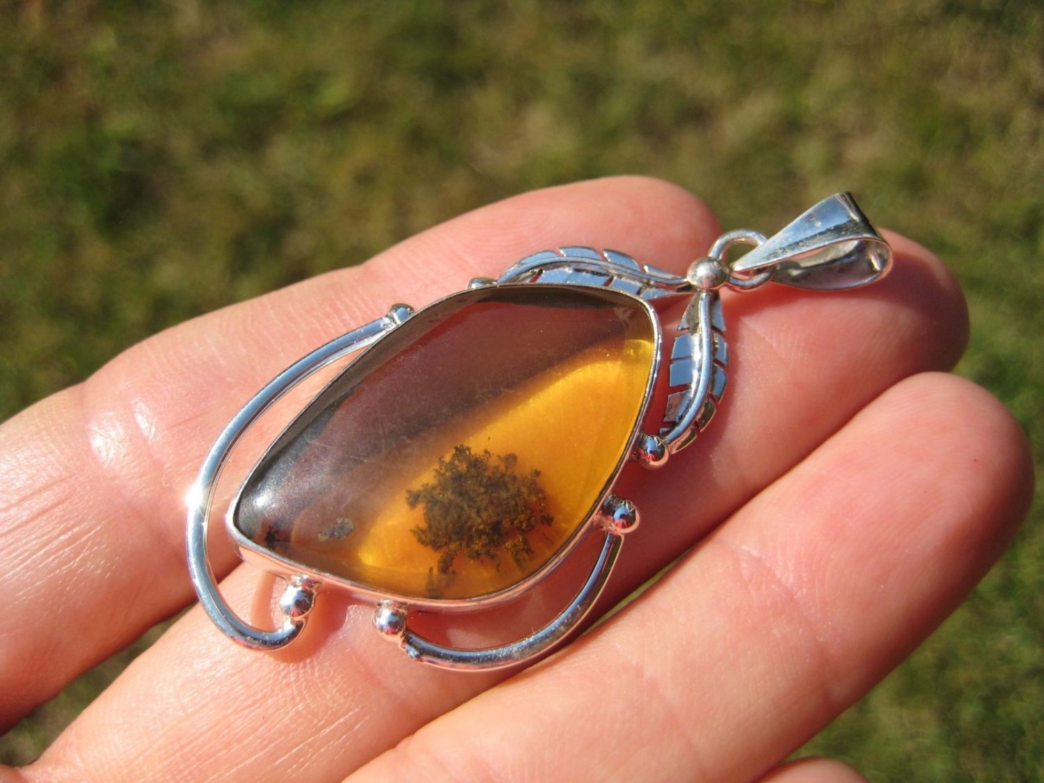 925 Silver Natural Chiapas Amber Pendant Necklace Taxco Mexico Jewelry ...