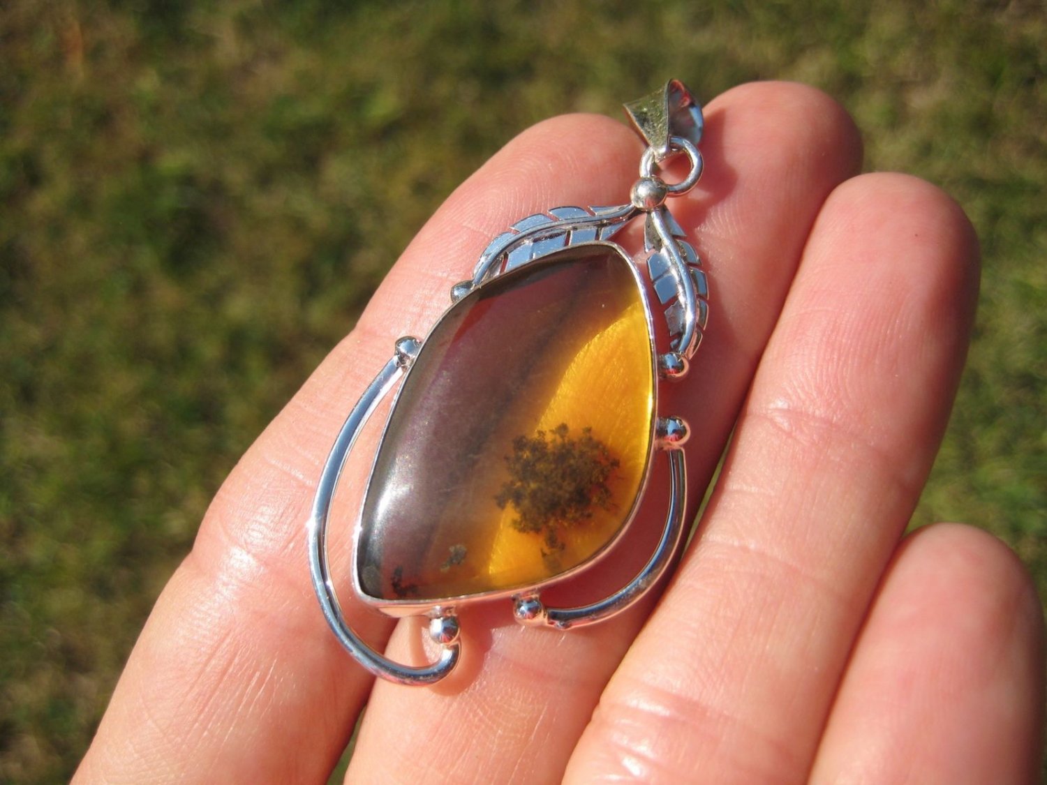 925 Silver Natural Chiapas Amber Pendant Necklace Taxco Mexico Jewelry ...