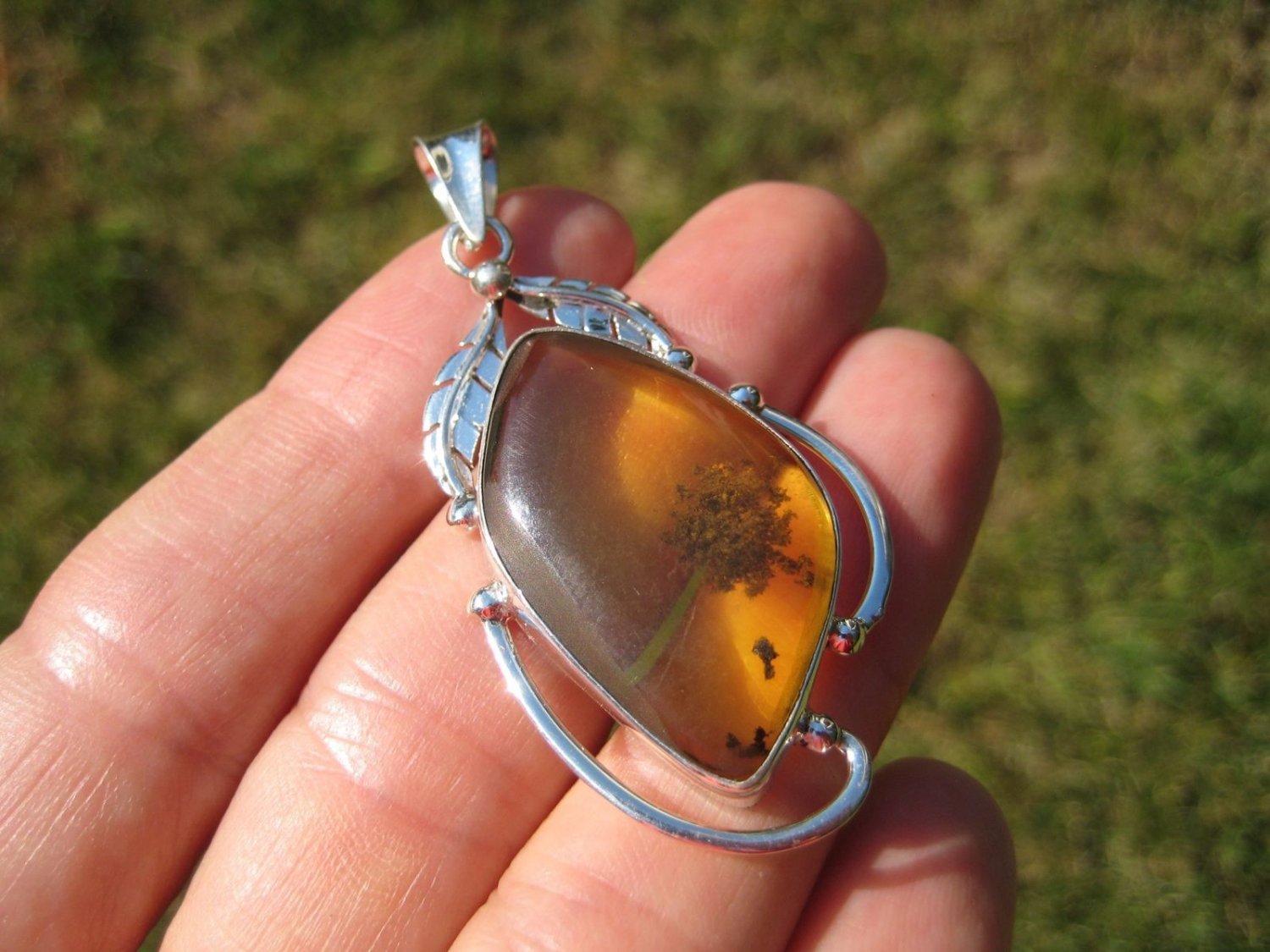 925 Silver Natural Chiapas Amber Pendant Necklace Taxco Mexico Jewelry ...