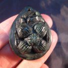 Natural Black Jade Flower stone rock mineral Carving pendant Amulet A4 Natural Black Jade Flower stone rock mineral Carving pendant Amulet A4