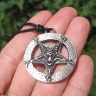 Metal Pewter inverted pentagram Baphomet Satanic Goat Head Pendant Necklace A5
