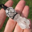 Natural Quartz Crysta Vajra Dorje Pendant Necklace Carving  Nepal Jewelry art A9