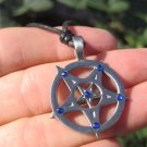 Metal Pewter Inverted Star Pentagram Pentacle Pendant Necklace A40