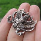 Silver Color Brass Metal Garuda Bird Snake Bite Amulet A4 Silver Color Brass Metal Garuda Bird Snake Bite Amulet A4