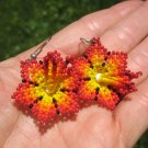 Huichol Bead Indian Flower Earrings earring jewelry Art Hand Made Mexico A4
