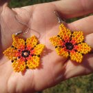 Huichol Bead Indian Earrings Ear Rings Jewelry Art Hand Made Mexico A48