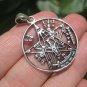 925 Silver Pentagram Pentacle Goat Head Baphomet Pendant Necklace A18