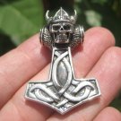 925 Silver Viking Skull Helmet Mjolnir Mjolhner Hammer of Thor Pendant A20 925 Silver Viking Skull Helmet Mjolnir Mjolhner Hammer of Thor Pendant A20