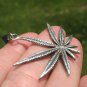 925 Silver Marijuana Hemp Leaf Pendant Necklace Taxco Mexico A38677