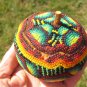 Huichol Bead Apple Fruit Box Art Hand Made Mexico A38