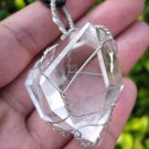 Natural quartz crystal pendant necklace hand made cord A32 Natural quartz crystal pendant necklace hand made cord A32