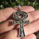 925 Large Silver Ankh Egyptian Cross Cruz Ansata Pendant Necklace  A36