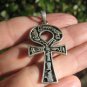 925 Large Silver Ankh Egyptian Cross Cruz Ansata Pendant Necklace A36