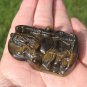 Tiger Eye Stone Chinese Old Man Ruisi Statue Pendant Amulet A2611