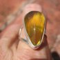 925 Silver Natural Chiapas Amber Ring Taxco Size 9 ( 8-10 ) Adjustable A688