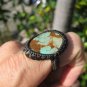 Natural Tibetan Turquoise stone Ring Thailand Jewelry art Size 8.5 A855