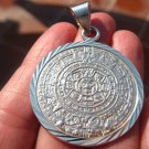 Large 925 Silver Mayan Calendar Pendant Necklace Taxco Mexico A9368 Large 925 Silver Mayan Calendar Pendant Necklace Taxco Mexico A9368