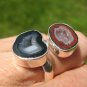 925 Silver Agate Stone Geode Druzi Ring Taxco Mexico A28655