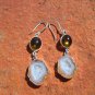 925 Silver Agate Geode Amber Earrings Taxco Mexico A8466