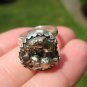 925 Silver Pyrite Stone Crystal Ring Taxco Mexico Size 6 US Adjustable A2322