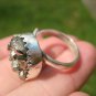 925 Silver Pyrite Stone Crystal Ring Taxco Mexico Size 6 US Adjustable A2322