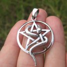 925 Sterling Silver Snake Pentagram Pentacle Pendant necklace Jewelry Art A8 925 Sterling Silver Snake Pentagram Pentacle Pendant necklace Jewelry Art A8