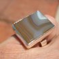 925 Silver Natural Agate Stone Ring Size 6.5 US ( 5.5 US to 6.5 ) UN5277
