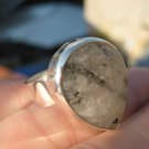 925 Silver Black Rutile Quartz Ring Taxco Mexico Size 7 A562