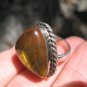 925 Silver Natural Chiapas Amber Ring Size 7 US Adjustable A3778